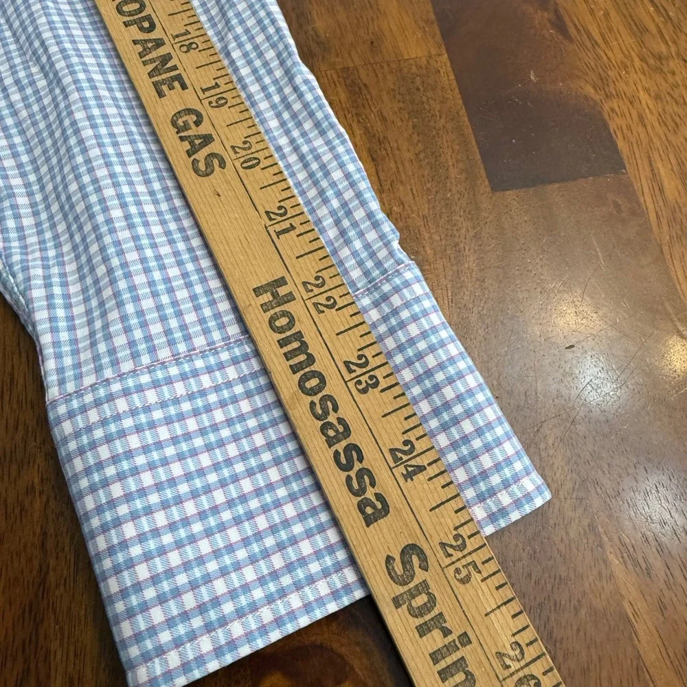 UNTUCKit Mens Medium Slim Fit Blue Gingham Performance Stretch Button Down Shirt